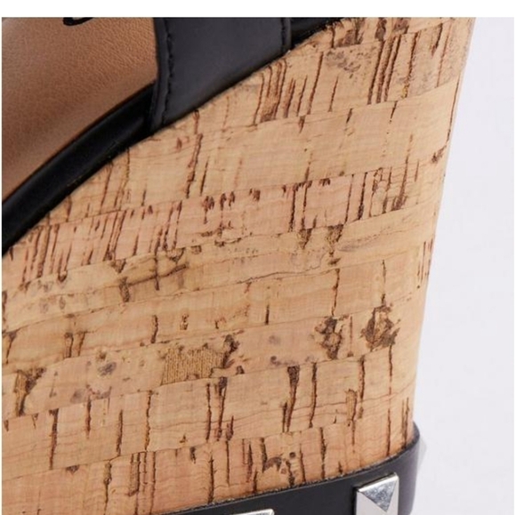 Torrid Cork Silver Studded Adjustable Strap Open Toe Platform Wedge Size 9WW - Picture 5 of 11